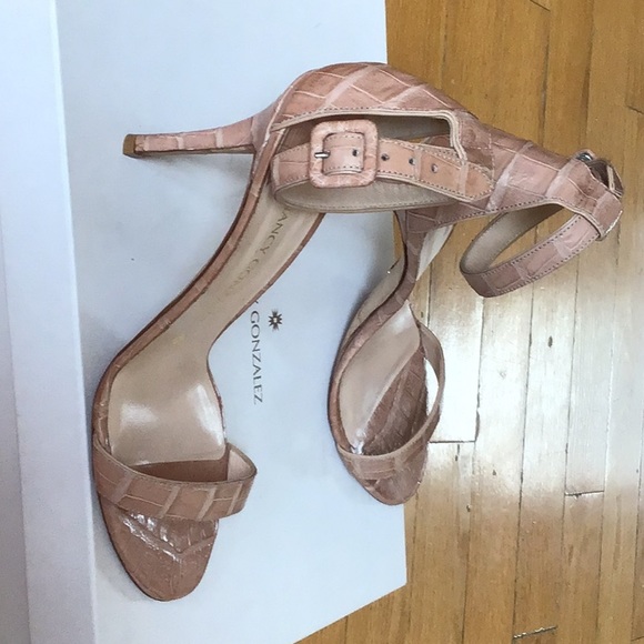 NANCY GONZALEZ Tina Crocodile Ankle Strap Sandals. - Picture 7 of 8